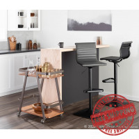 Lumisource BS-MASTER BKGY Masters Contemporary Barstool in Black Metal and Grey Faux Leather